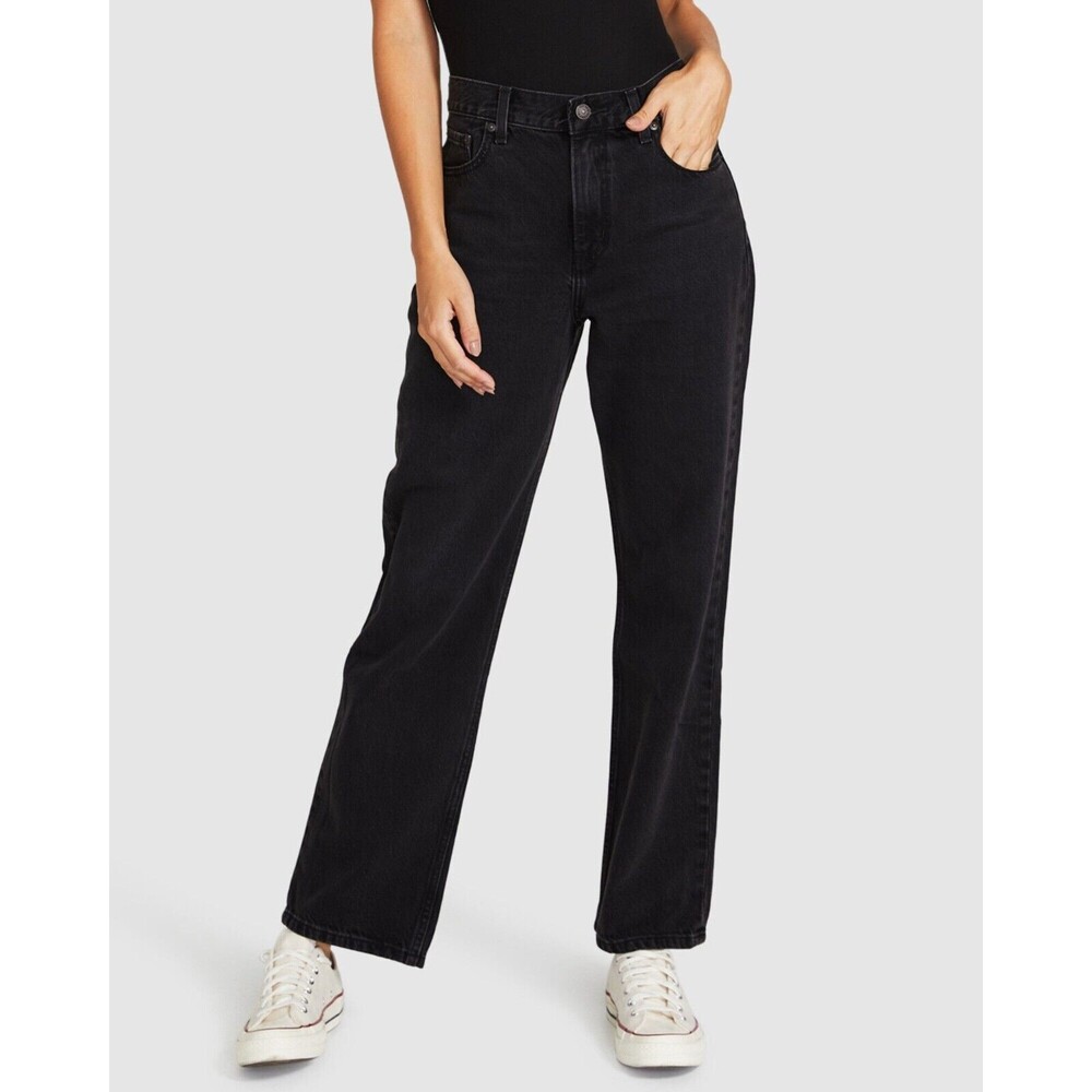Levis Premium Womens Loose Straight Denim Jeans Black Gray Vintage Baggy New